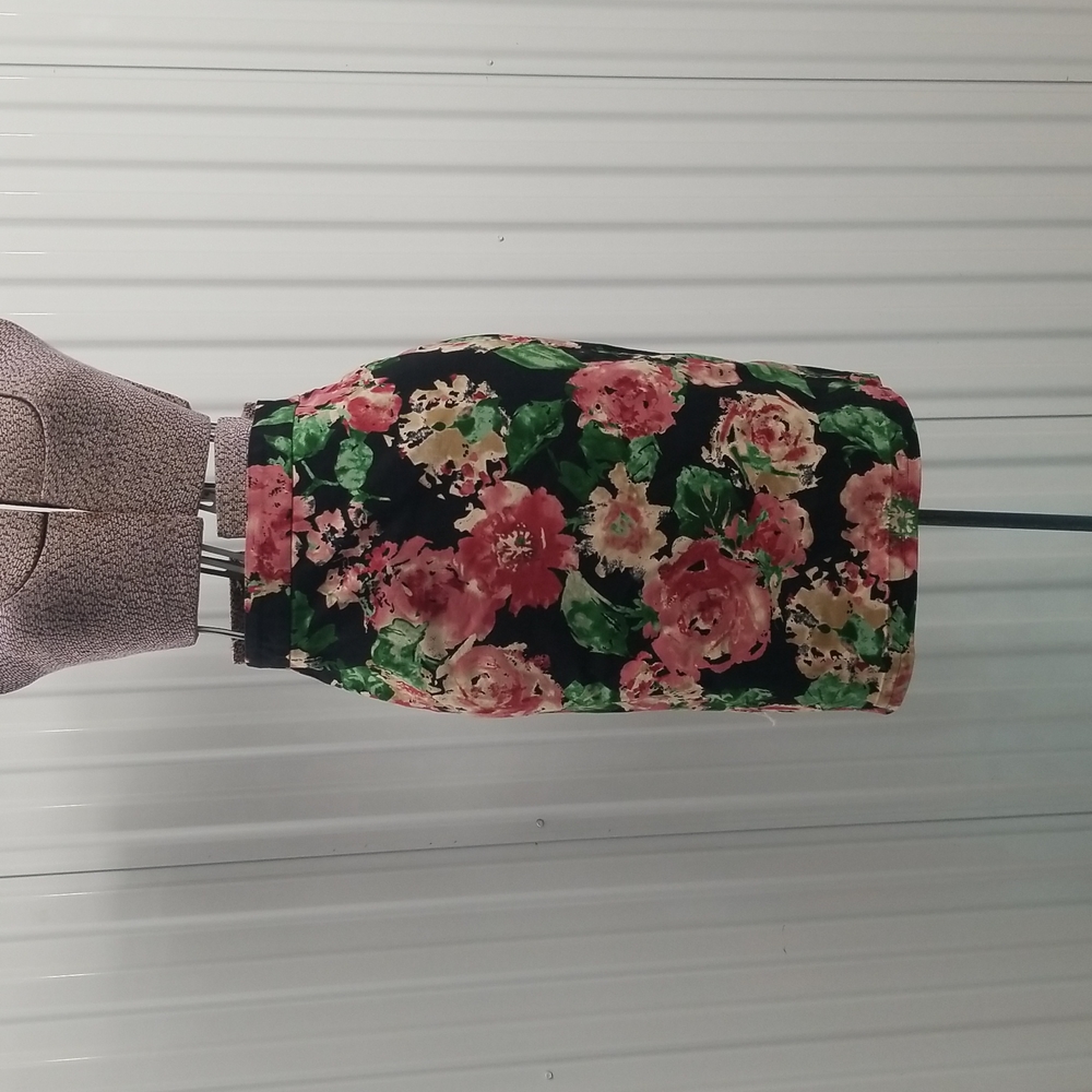Talbots Black Floral Pencil Skirt
